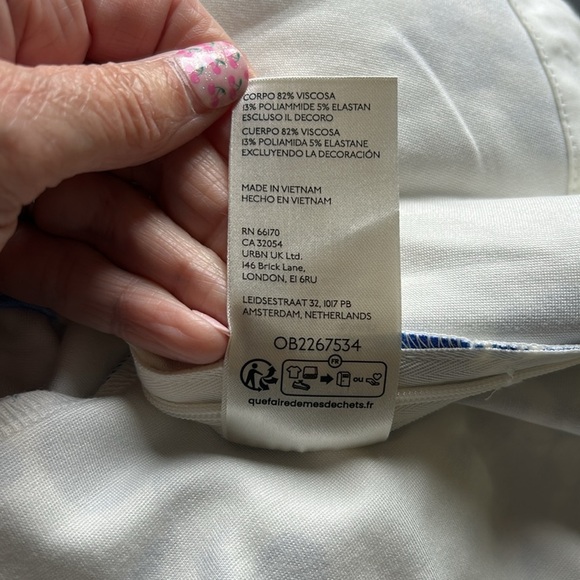 Anthropologie Maeve Square Neck Peplum Tank Top Blue White Pattern Sz S NEW - Picture 9 of 13